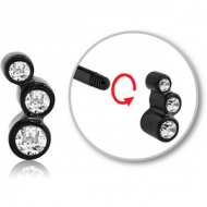 BLACK PVD COATED SURGICAL STEEL MICRO THREADED JEWELLED ATTACHMENT PIERCING