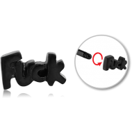 BLACK PVD COATED SURGICAL STEEL MICRO ATTACHMENT FOR 1.2 MM THREADED PIN - FUCK PIERCING