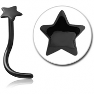BLACK PVD COATED SURGICAL STEEL STAR CURVED NOSE STUD PIERCING