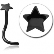 BLACK PVD COATED SURGICAL STEEL STAR CURVED NOSE STUD