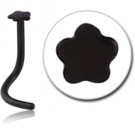 BLACK PVD COATED SURGICAL STEEL FLOWER CURVED NOSE STUD
