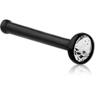 BLACK PVD COATED SURGICAL STEEL HIGH END CRYSTAL JEWELLED NOSE BONE WITH SET STONE PIERCING