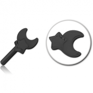 BLACK PVD COATED SURGICAL STEEL THREADLESS ATTACHMENT - CRESCENT AND STAR PIERCING