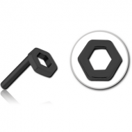 BLACK PVD COATED SURGICAL STEEL THREADLESS ATTACHMENT - HEXAGON PIERCING