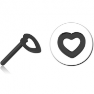 BLACK PVD COATED SURGICAL STEEL THREADLESS ATTACHMENT - HEART PIERCING