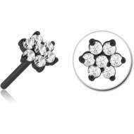 BLACK PVD COATED SURGICAL STEEL JEWELLED THREADLESS ATTACHMENT - FLOWER PIERCING