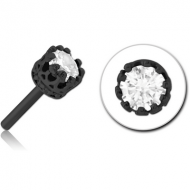 BLACK PVD COATED SURGICAL STEEL JEWELLED THREADLESS ATTACHMENT - CROWN PIERCING
