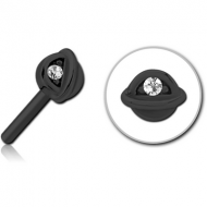 BLACK PVD COATED SURGICAL STEEL JEWELLED THREADLESS ATTACHMENT - HALF OPEN EYE PIERCING