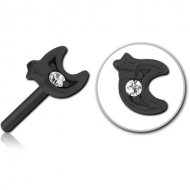 BLACK PVD COATED SURGICAL STEEL JEWELLED THREADLESS ATTACHMENT - CRESCENT AND STAR PIERCING