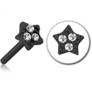 BLACK PVD COATED SURGICAL STEEL JEWELLED THREADLESS ATTACHMENT - STAR PRONGS PIERCING