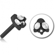 BLACK PVD COATED SURGICAL STEEL JEWELLED THREADLESS ATTACHMENT PIERCING