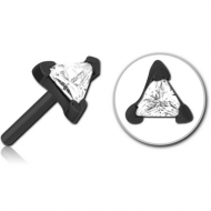 BLACK PVD COATED SURGICAL STEEL JEWELLED THREADLESS ATTACHMENT - TRIANGLE PIERCING