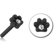 BLACK PVD COATED SURGICAL STEEL JEWELLED THREADLESS ATTACHMENT - ANIMAL PAW CENTER GEM PIERCING