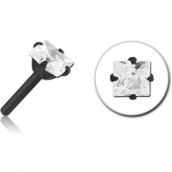 BLACK PVD COATED SURGICAL STEEL JEWELLED THREADLESS ATTACHMENT - SQUARE