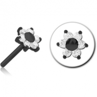BLACK PVD COATED SURGICAL STEEL JEWELLED THREADLESS ATTACHMENT - FLOWER PIERCING