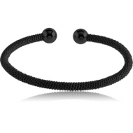 BLACK PVD COATED SURGICAL STEEL TWISTED WIRE BANGLE