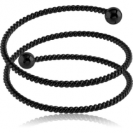 BLACK PVD COATED SURGICAL STEEL TWISTED WIRE BANGLE