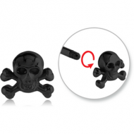 BLACK PVD COATED SURGICAL STEEL ATTACHMENT FOR 1.6 MM THREADED PINS - BONES SKULL PIERCING