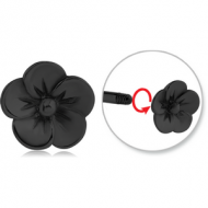 BLACK PVD COATED SURGICAL STEEL ATTACHMENT FOR 1.6 MM THREADED PINS - FLOWER PIERCING