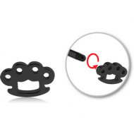 BLACK PVD COATED SURGICAL STEEL ATTACHMENT FOR 1.6 MM THREADED PINS - BRASS KNUCKLES PIERCING