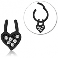 BLACK PVD COATED SURGICAL STEEL SLIDING JEWELLED CHARM FOR HINGED SEGMENT RING