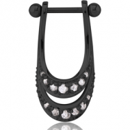 BLACK PVD COATED SURGICAL STEEL JEWELLED CARTLAGE SHIELD