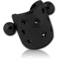 BLACK PVD COATED SURGICAL STEEL CARTLAGE SHIELD - STAR PIERCING