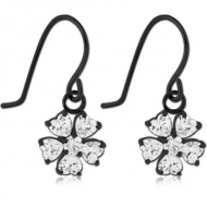 BLACK PVD COATED SURGICAL STEEL JEWELLED EARRINGS