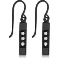 BLACK PVD COATED SURGICAL STEEL JEWELLED EARRINGS - RHOMBUS