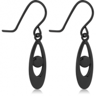 BLACK PVD COATED SURGICAL STEEL EARRINGS PAIR