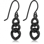 BLACK PVD COATED SURGICAL STEEL EARRINGS PAIR