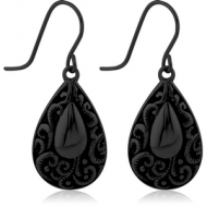 BLACK PVD COATED SURGICAL STEEL JEWELLED EARRINGS PAIR