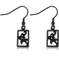 BLACK PVD COATED SURGICAL STEEL EARRINGS PAIR