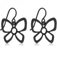 BLACK PVD COATED SURGICAL STEEL EARRINGS PAIR - BIG BUTTERFLY