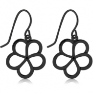 BLACK PVD COATED SURGICAL STEEL EARRINGS PAIR - FLOWER