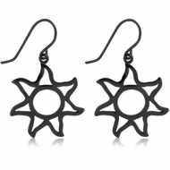 BLACK PVD COATED SURGICAL STEEL EARRINGS PAIR - SUN