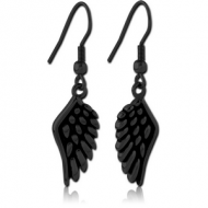 BLACK PVD COATED SURGICAL STEEL EARRINGS PAIR - WINGS