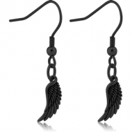 BLACK PVD COATED SURGICAL STEEL EARRINGS PAIR - WINGS