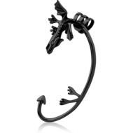 BLACK PVD COATED SURGICAL STEEL EAR CUFF - LEFT - DRAGON