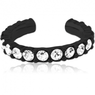 BLACK PVD COATED SURGICAL STEEL JEWELLED EAR CUFF