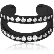 BLACK PVD COATED SURGICAL STEEL JEWELLED EAR CUFF