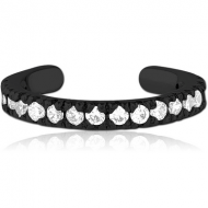 BLACK PVD COATED SURGICAL STEEL JEWELLED EAR CUFF