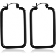 BLACK PVD COATED SURGICAL STEEL WIRE HOOP EARRINGS