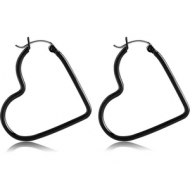 BLACK PVD COATED SURGICAL STEEL WIRE HOOP EARRINGS