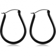 BLACK PVD COATED SURGICAL STEEL WIRE HOOP EARRINGS