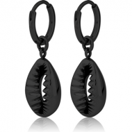 BLACK PVD COATED SURGICAL STEEL EARRINGS - SHELL