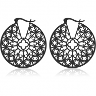 BLACK PVD COATED SURGICAL STEEL HOOP EARRINGS