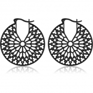 BLACK PVD COATED SURGICAL STEEL HOOP EARRINGS