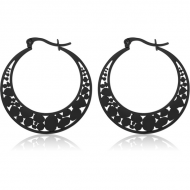 BLACK PVD COATED SURGICAL STEEL HOOP EARRINGS