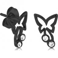 BLACK PVD COATED SURGICAL STEEL EAR STUDS PAIR